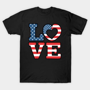 United States of America Flag Love T-Shirt